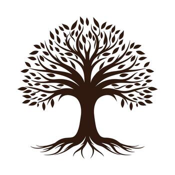 Tree with Root Silhouette vector isolated on a white background, A Tree root logotype silhouette