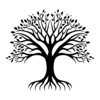 Tree with Root Silhouette vector isolated on a white background, A Tree root logotype silhouette