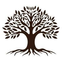 Tree with Root Silhouette vector isolated on a white background, A Tree root logotype silhouette