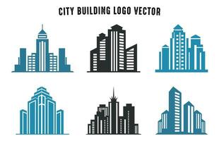 City Building vector Set, Building Silhouette logo vector set