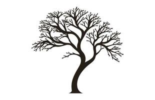 Dead rush Tree Vector Silhouette isolated on a white background, Forest Tree without leaves vector