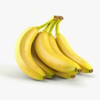 AI generated Bananas on white background. Fresh fruits. Healthy food concept photo