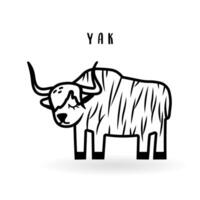 dibujos animados yak animal aislado en blanco. linda icono personaje, vector zoo, fauna silvestre póster.