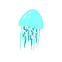 Cartoon jelly fish animal isolated on white. Cute character, vector underwater zoo, wildlife poster.