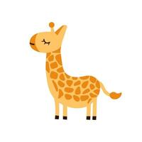 Cartoon giraffe animal isolated on white. Cute character, vector zoo, wildlife poster.