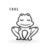 Cartoon frog animal isolated on white. Cute character icon, vector zoo, wildlife poster.