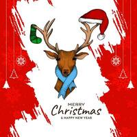 Merry Christmas festival background with reindeer design vector