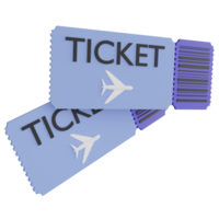 Airport tickets clipart flat design icon isolated on transparent background, 3D render Summer and travel concept png