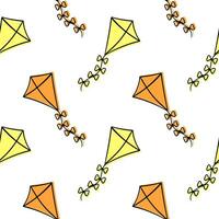 seamless pattern of kites hand drawn colored version vector