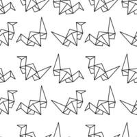 hand drawn origami swan seamless pattern vector