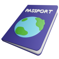 Passport clipart flat design icon isolated on transparent background, 3D render Summer and travel concept png