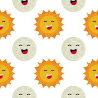 sun and moon seamless pattern with a cheerful face vector