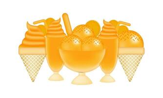 orange ice cream illustration with mesh technique vector