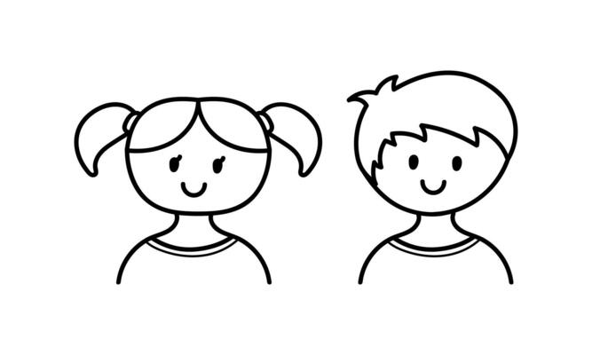 Boy And Girl Outline Vector Art, Icons, and Graphics for Free Download