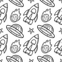 rocket and ufo hand drawn seamless pattern vector