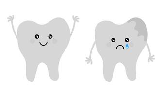 illustration of healthy and sick tooth characters vector