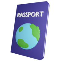 Passport clipart flat design icon isolated on transparent background, 3D render Summer and travel concept png