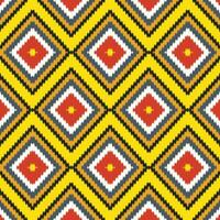 Ethnic clothing fabric patterns. Traditional printed textile clothing with triangular and rhombus shapes. Seamless pattern vector illustration.