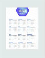 Monthly calendar template for 2024 year. Wall calendar in a minimalist style. Week Starts on Sunday. Planner for 2024 year.2024 simple calender design. vector