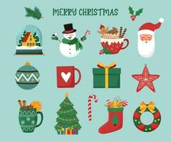 Christmas objects set vector