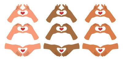 Hands in the shape of heart set vector