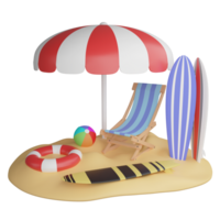 plage clipart plat conception icône isolé sur transparent arrière-plan, 3d rendre été et plage concept png