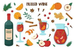 Mulled wine set vector