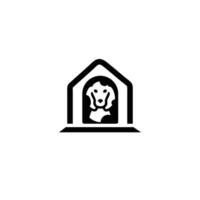 Dog house and animal logo desig vector