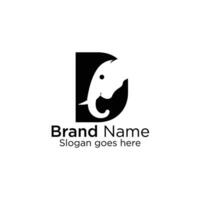 Logo branding for company website or creative minimal letter D and elephant logo design vector