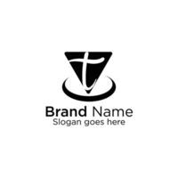 Logo branding for company website or creative minimal letter T and location logo design vector