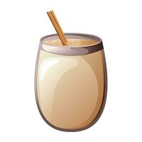 Glass of eggnog drink with cinnamon stick vector