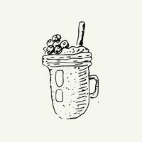 organic smoothie with spirulina and berry sketch vector