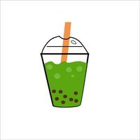 Bubble green tea isolated. Bubble matcha tea. Vector illustration isolated. Flat design. Can used for menu background, poster, print, fabric design, greeting cards. Asian trendy drink.