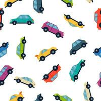 Different cars seamless pattern in flat style. Vehicle collection background. Car silhouettes. Transportation symbol. Vector illustration