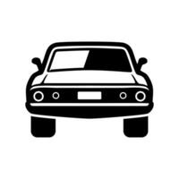 Car black icon front view. Vehicle automobile. Car silhouette face. Transportation symbol. Vector illustration