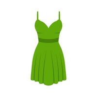 Dress in flat style. Woman clothing. Silhouette apparel. Evening and cocktail dress icon. Vector illustration