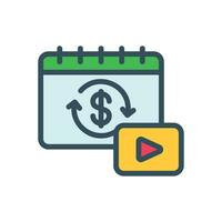 Subscription Content icon with payment schedule vector