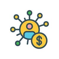 Affiliate Program icon with networks and dollar vector