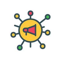 Community Marketing icon with megaphone and network vector