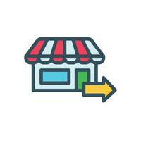 directo de venta icono con portátil Tienda y flecha vector