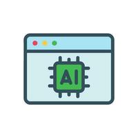 ai mejoramiento icono con navegador y chip vector