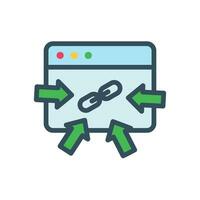 Backlink icon with browser and arrows vector