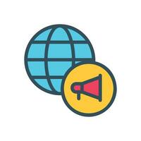 Internet Marketing Icon with globe and megaphone vector