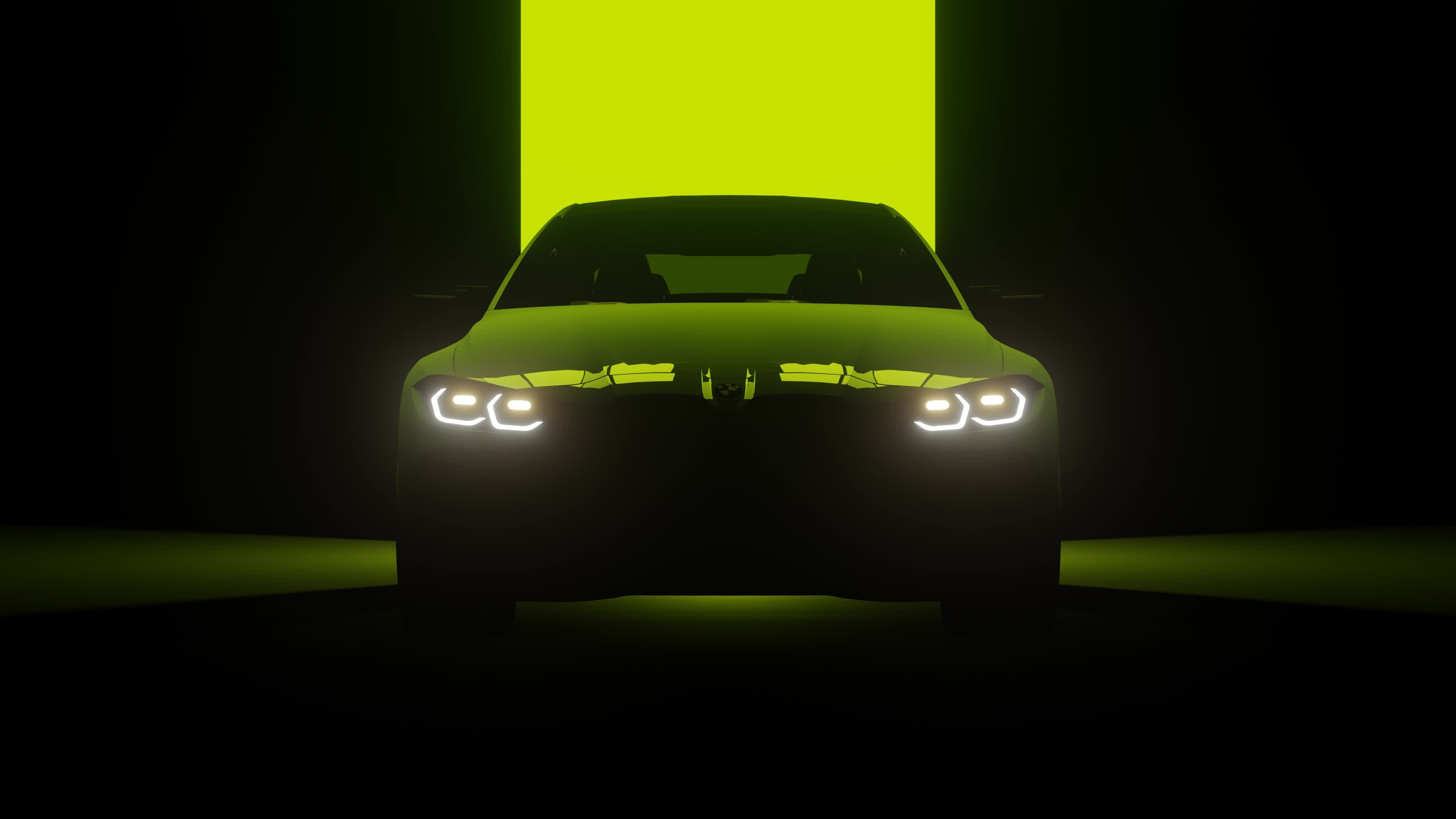 3D Rendered Super car Cinematic front view in dark background, blue