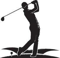 Golf swing player pose vector silhouette black color, white background 15