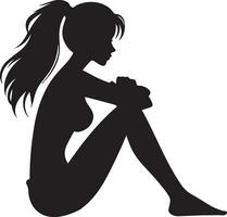 Woman stress vector silhouette black color 4