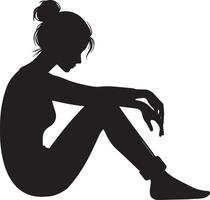 Woman stress vector silhouette black color 8