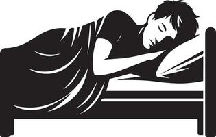 A man sleeping on bed vector silhouette 14
