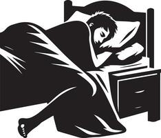 A man sleeping on bed vector silhouette 2