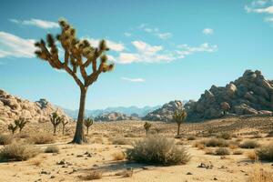 AI generated A desert landscape with resilient Joshua trees photo